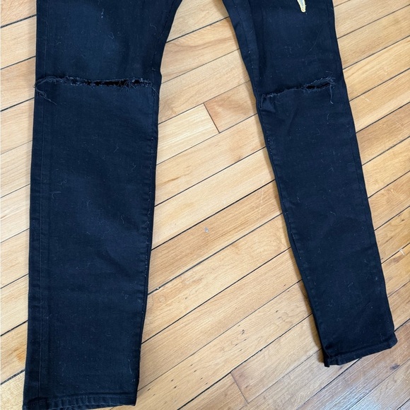 Ricchezza black denim embroidered patch work lightning bolt jeans - Picture 3 of 10